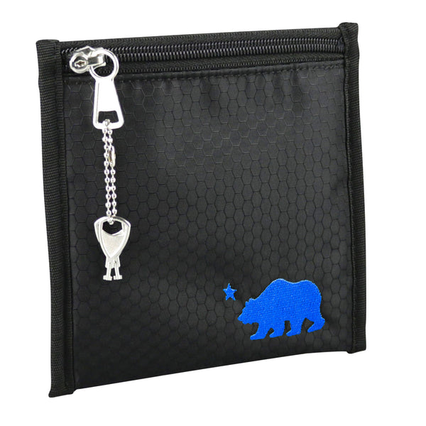 Small black pouch blue logo