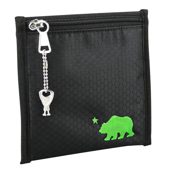 Small black pouch green logo