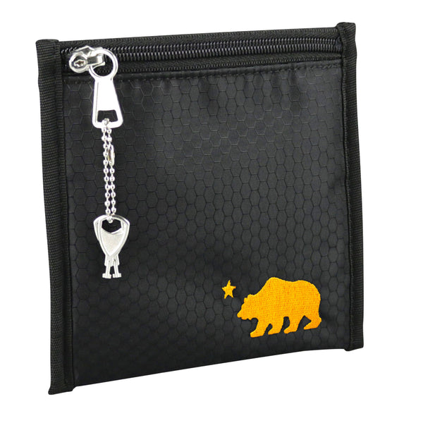 Small black pouch orange logo