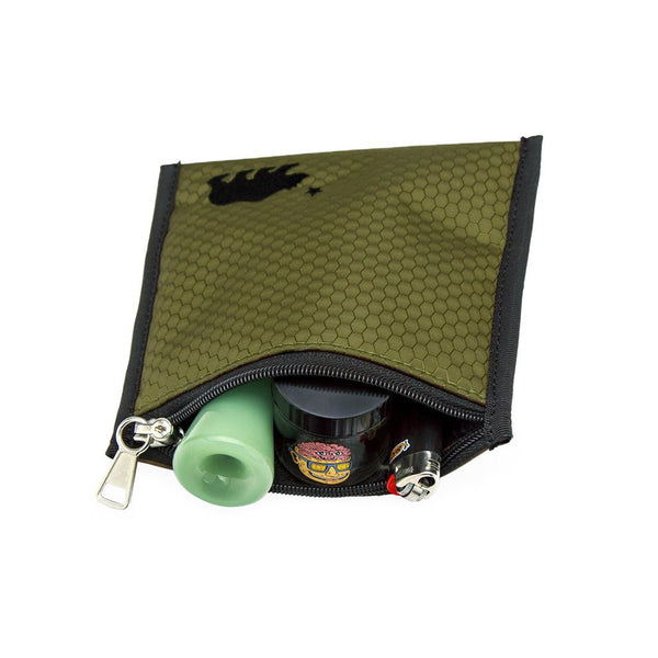 Small olive green pouch full