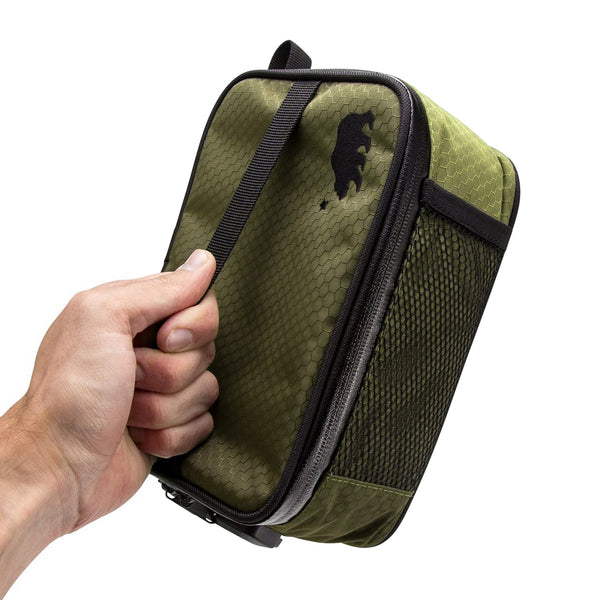 Large olive green soft case top handle