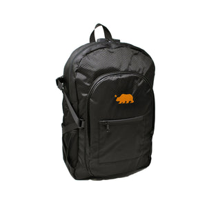 Black backpack orange logo