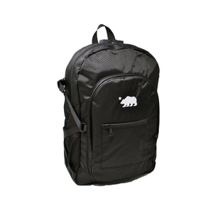 Black backpack white logo