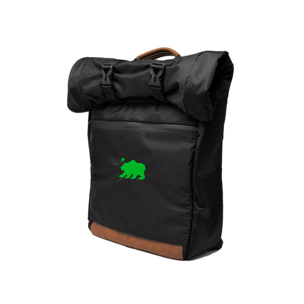 Black roll top green logo