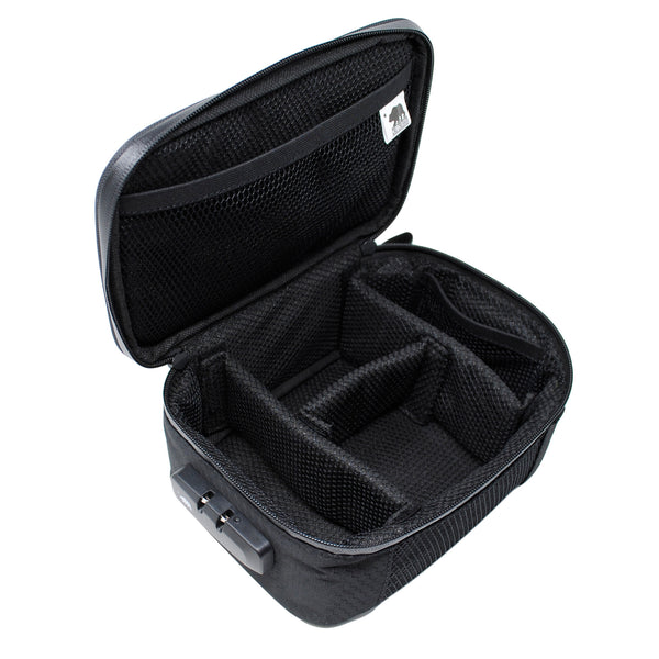 Large black soft case open